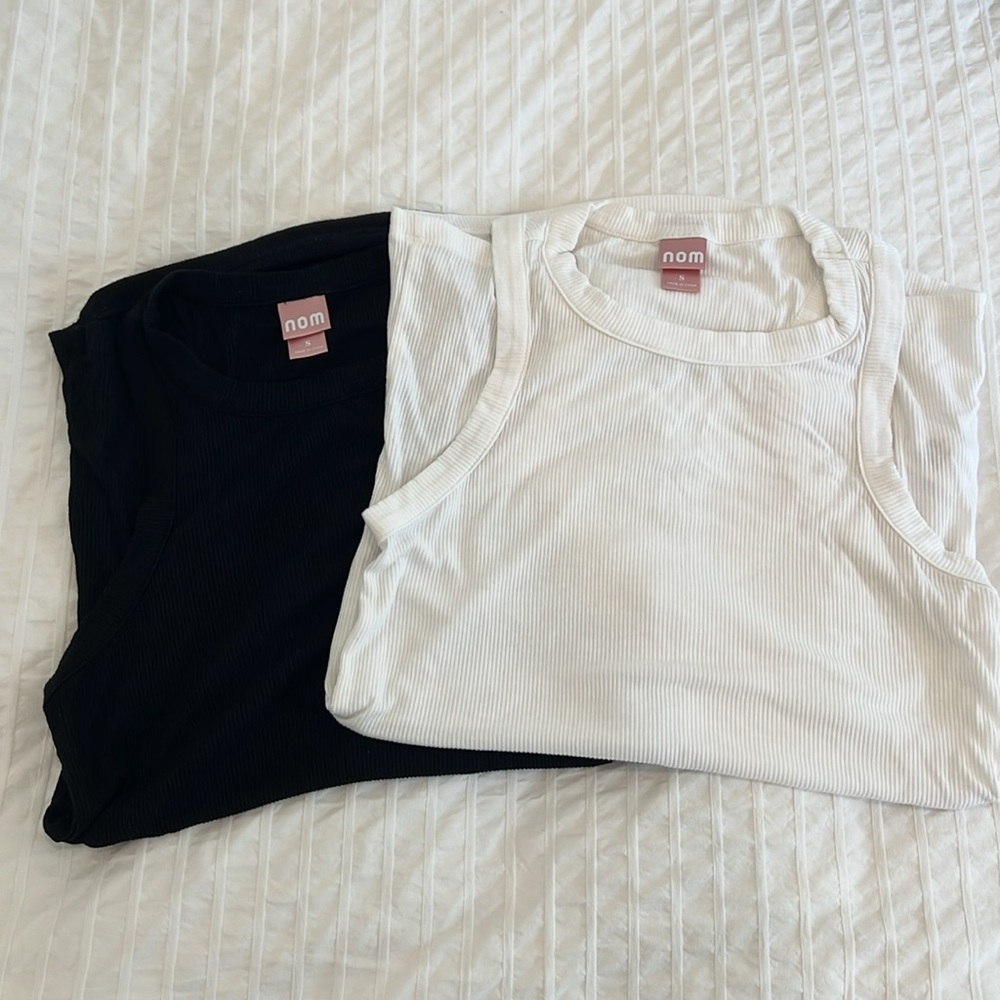 Nom Maternity and Motherhood Tanks - Black and White ( 2 tank tops )